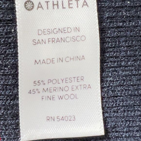 Athleta Crewneck Bayside Ribbed Sweater Top Sz L Blue Striped Merino Wool Blend - Picture 7 of 12
